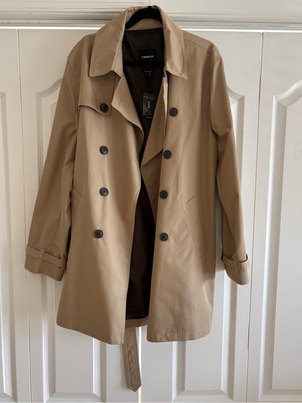 NWT Express Tan Water-Resistant Belted Trench Coat